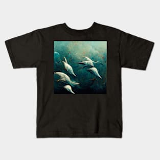 Damartinart flock of dolphins Kids T-Shirt